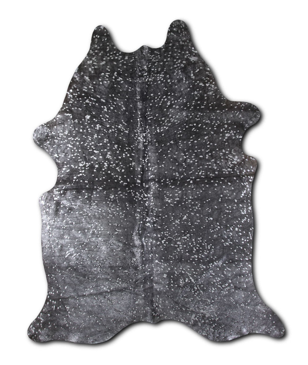 Adaptable cowhide rugs for sale SILVER METALLIC ON BLACK rug