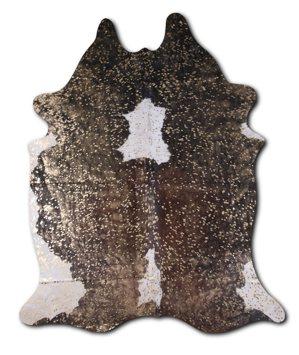 Amorousness cowhide rugs for sale GOLD METALLIC ON TRICOLOR rug