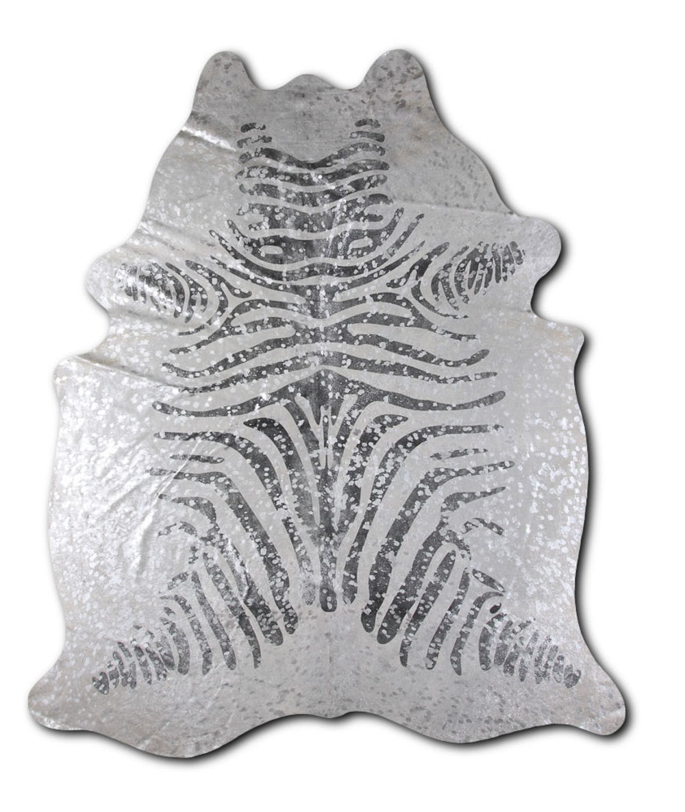 Adonic cowhide rugs for sale BLACK ZEBRA WITH SILVER METALLIC rug