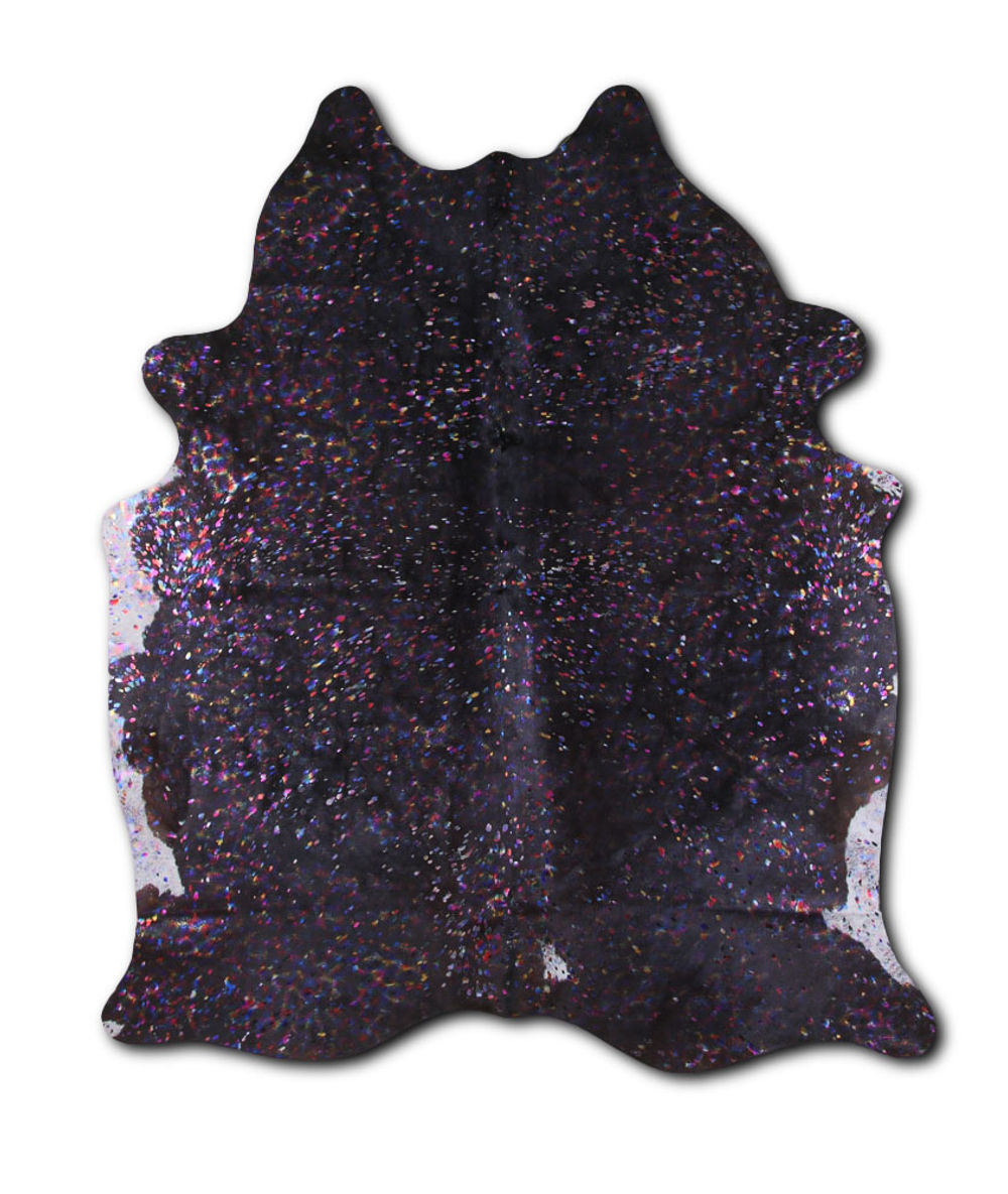 Alright cowhide rugs for sale COLORFUL METALLIC ON BLACK rug