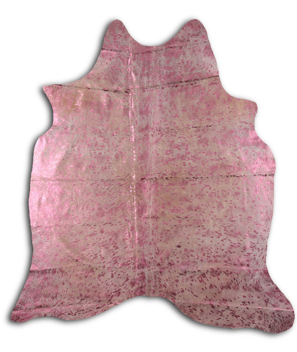 Congruous cowhide rugs for sale PINK METALLIC ON WHITE rug