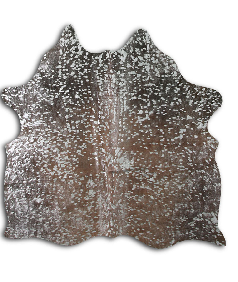 Cooperate cowhide rugs for sale SILVER METALLIC ON BROWN rug