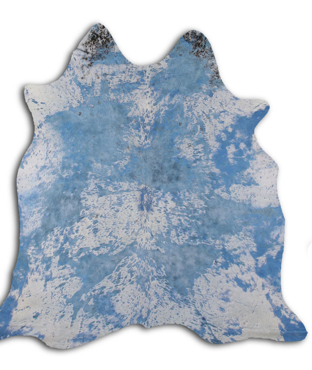 Consensual cowhide rugs for sale DISTRESSED ACQUA BLUE rug