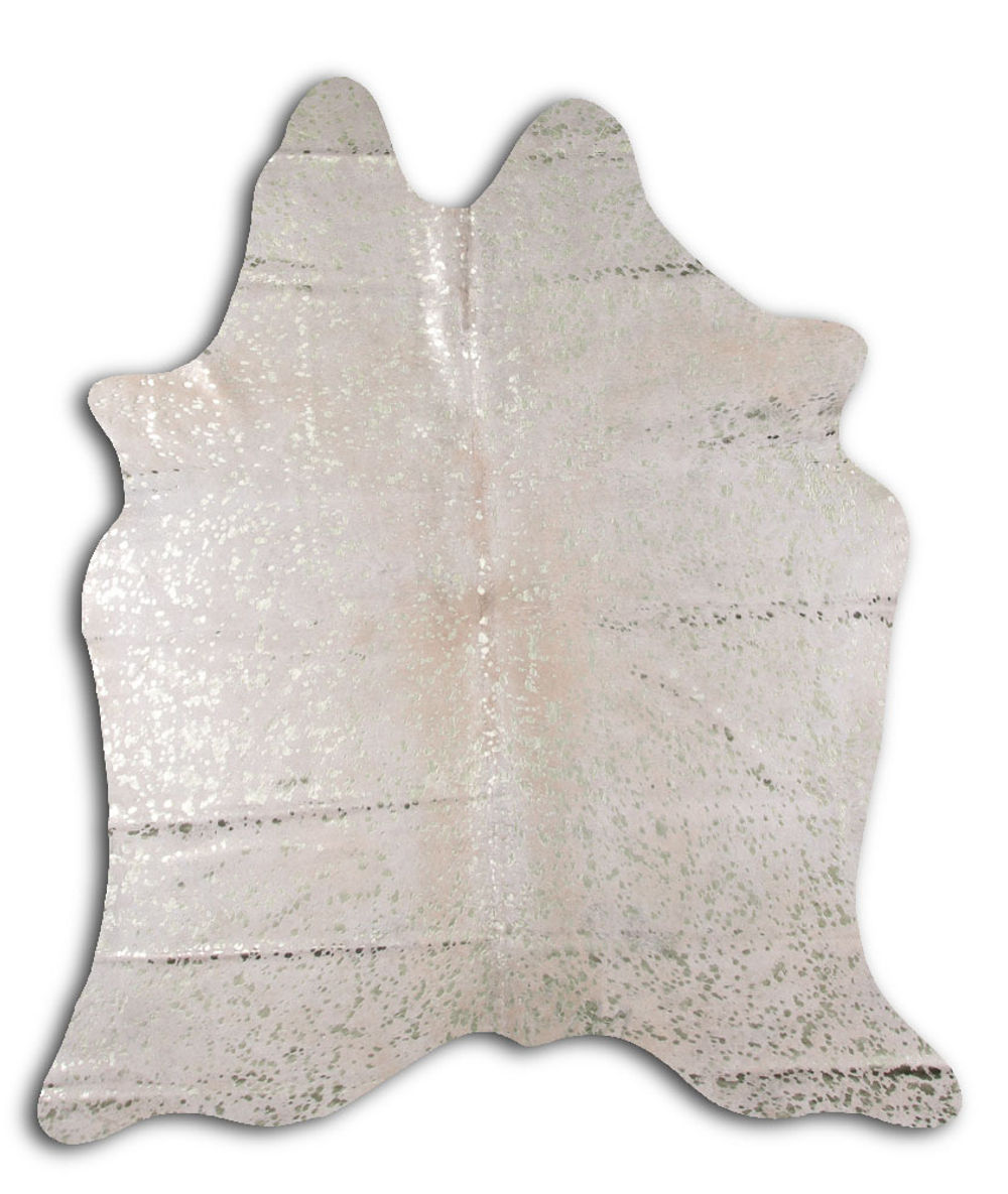 Compact cowhide rugs for sale CHAMPAGNE METALLIC ON WHITE rug