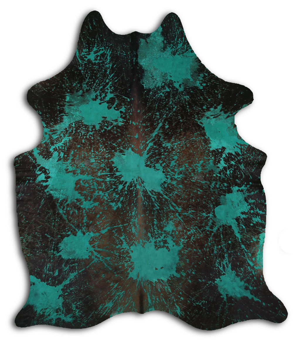 Courage cowhide rugs for sale DISTRESSED EMERALD GREEN rug