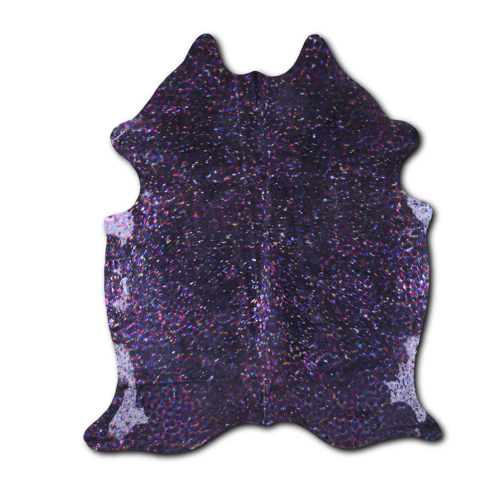 Altruistic cowhide rugs for sale COLORFUL METALLIC ON BLACK rug