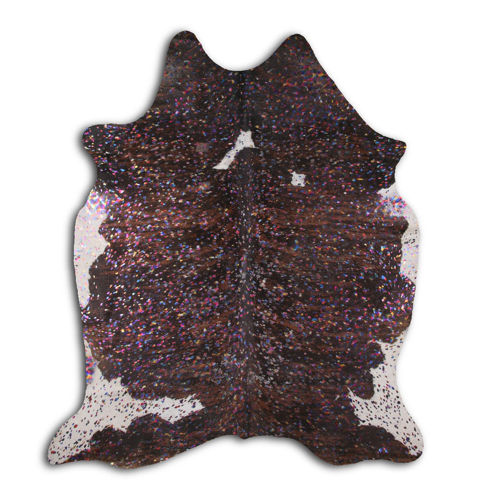 Complete cowhide rugs for sale COLORFUL METALLIC ON BRINDLE rug