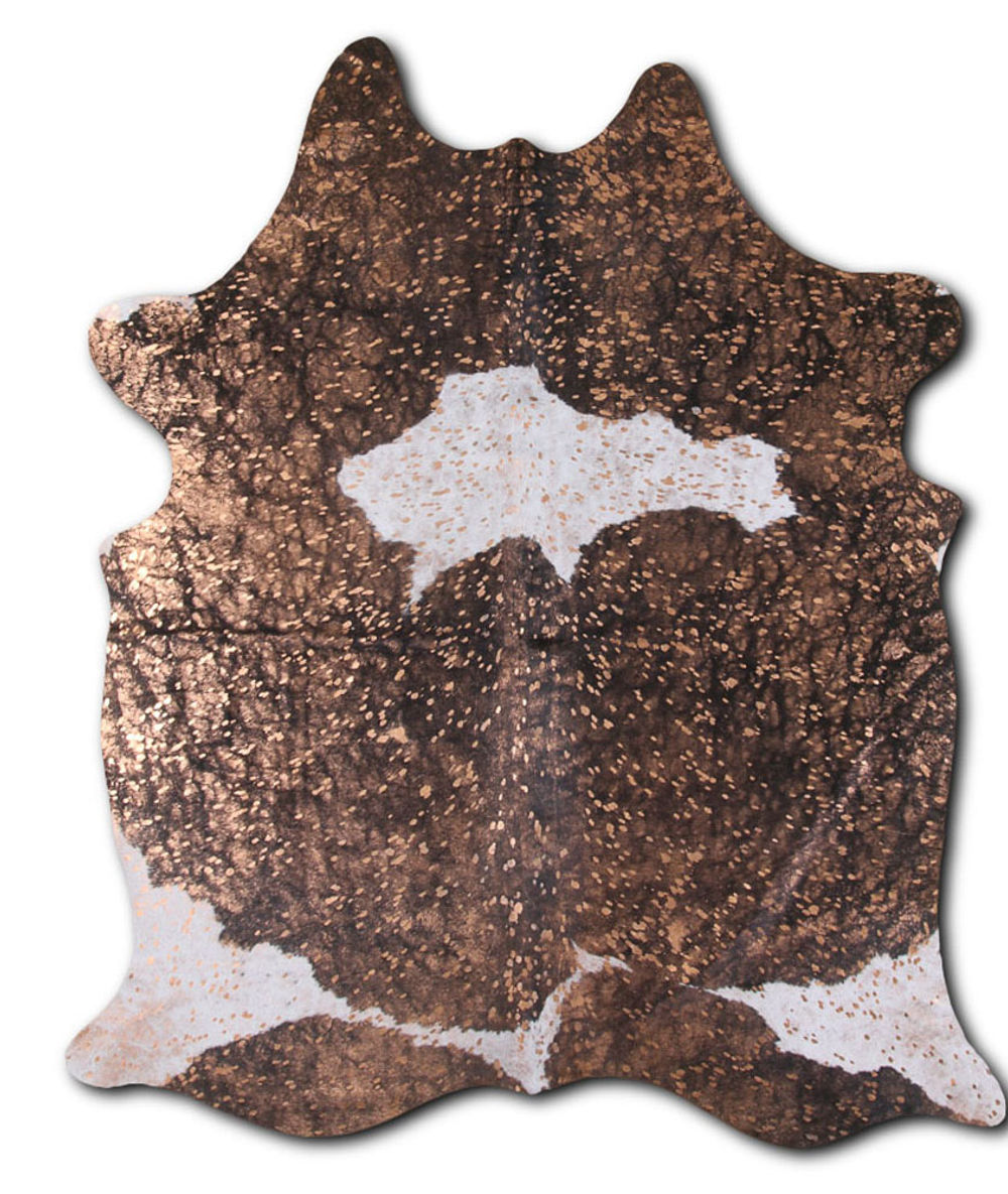 Braw cowhide rugs for sale ROSE GOLD METALLIC ON BLACK AND WHITE rug