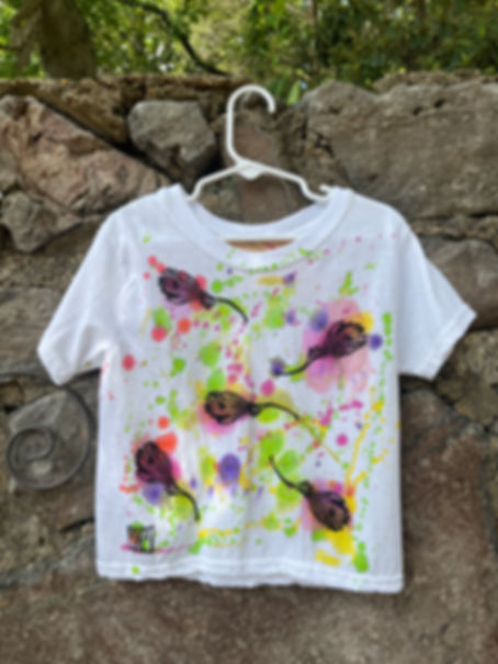"Splatter Paint Flowers' kids shirt 4T