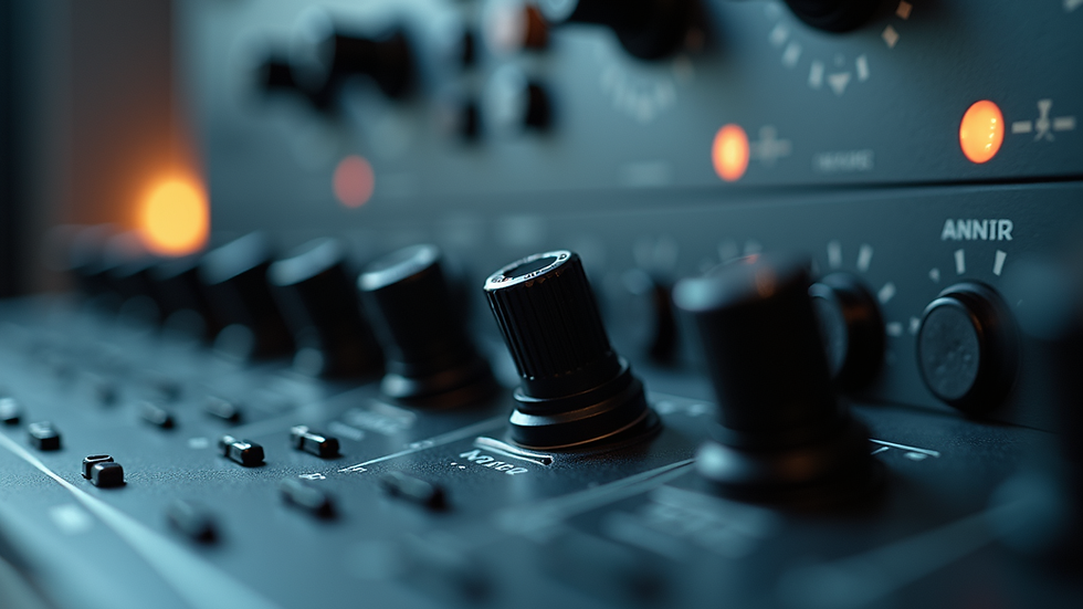 Eye-level view of industrial control panel with custom potentiometers