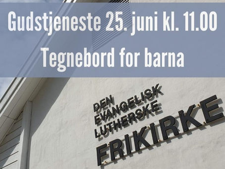 Gudstjeneste m/tegnebord for barna 25. juni kl. 11.00