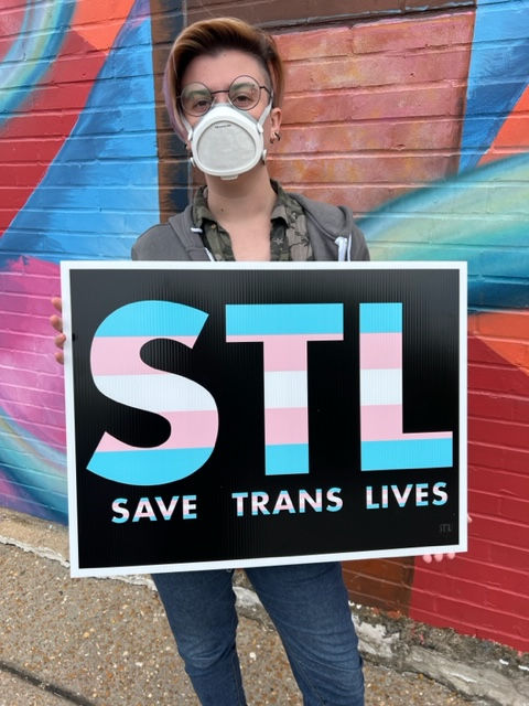 Thumbnail: Save Trans Lives STL yard sign