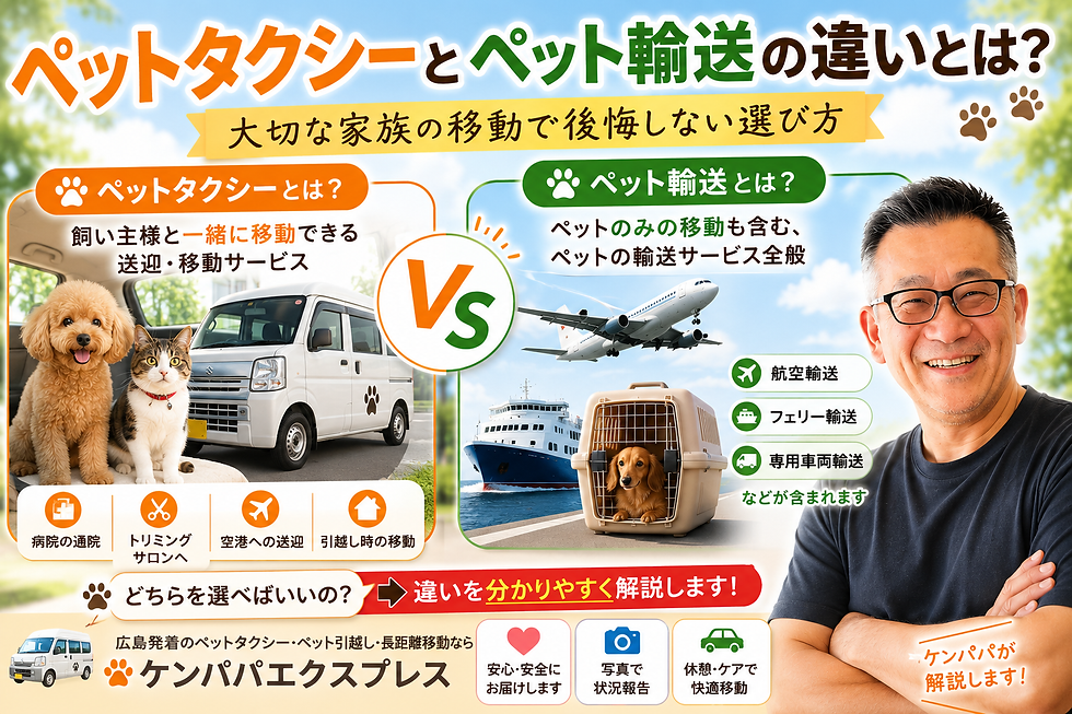 ペットタクシーとペット輸送の違いとは?