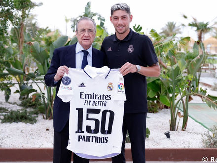 150 appearances with the white shirt for Fede Valverde as he makes a stunning performance vs Almeria