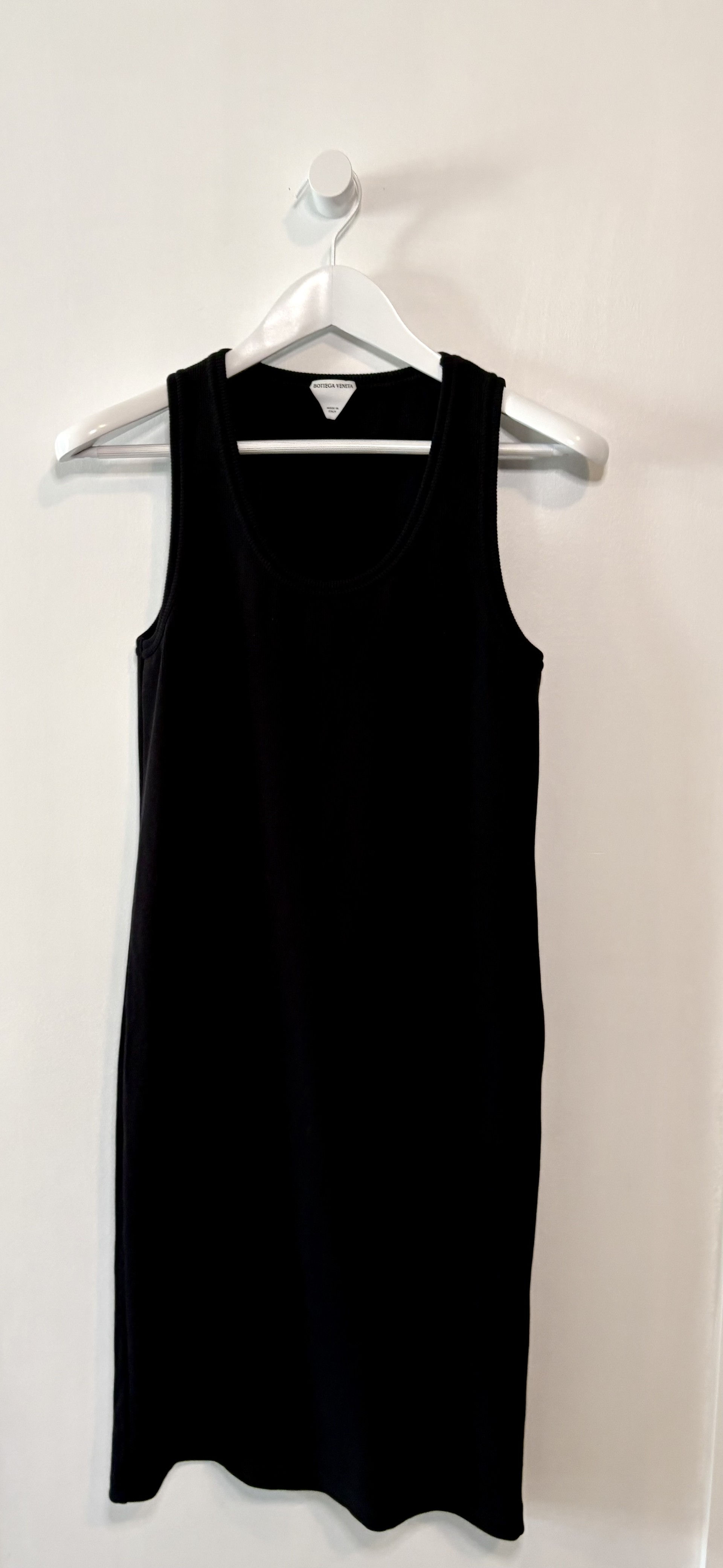 Bottega Veneta Stretch Rib Cotton Tank  Dress - Black (Nero)-L