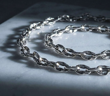 Sterling silver sculptural link chain necklace