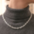 Model wearing the Venus silver link necklace