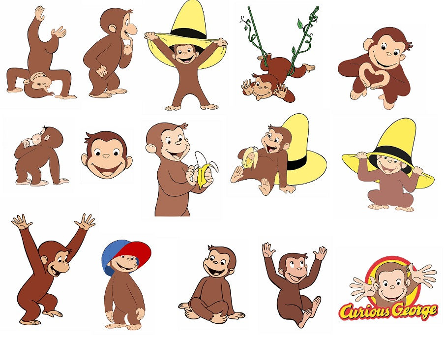 Curious George svg image bundle clip art drawing | Drawn
