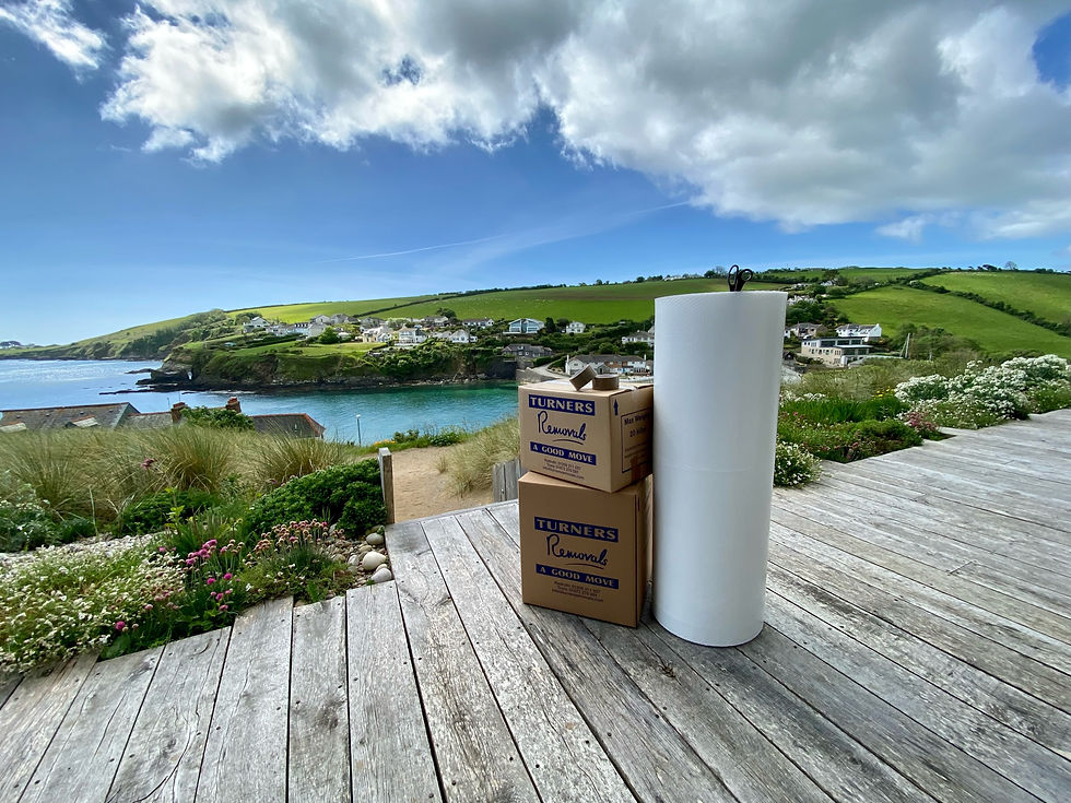 bubble wrap and boxes in front of a bay