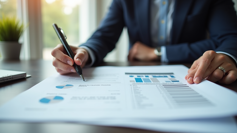 Close-up view of a property risk advisor reviewing a home inspection report