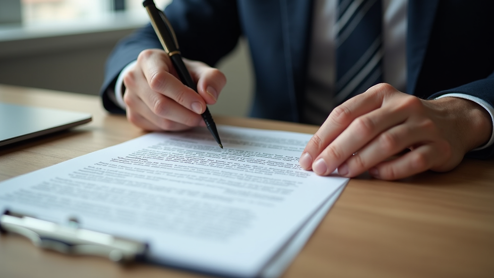 High angle view of a landlord reviewing rental documents