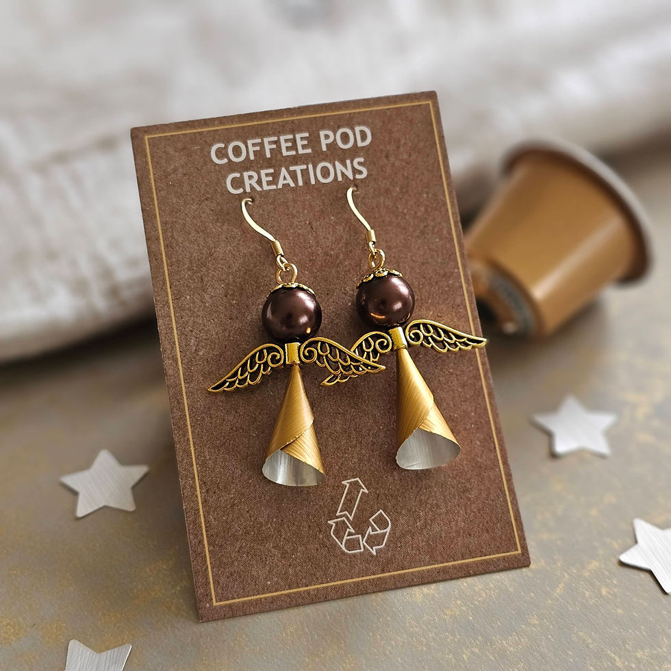 Metallic Gold Angel Earrings with Gold Wings