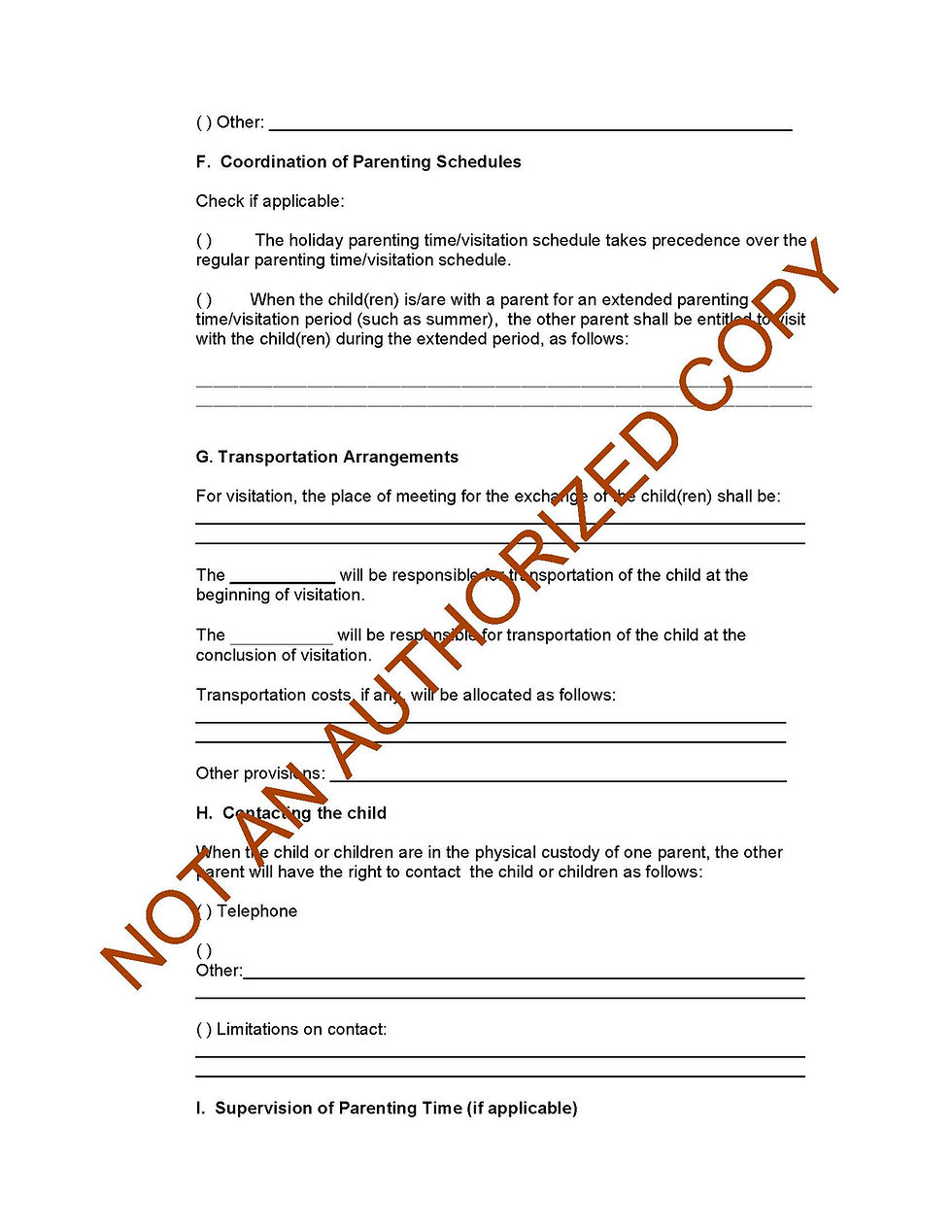 Thumbnail: Consent Parenting Plan with Order