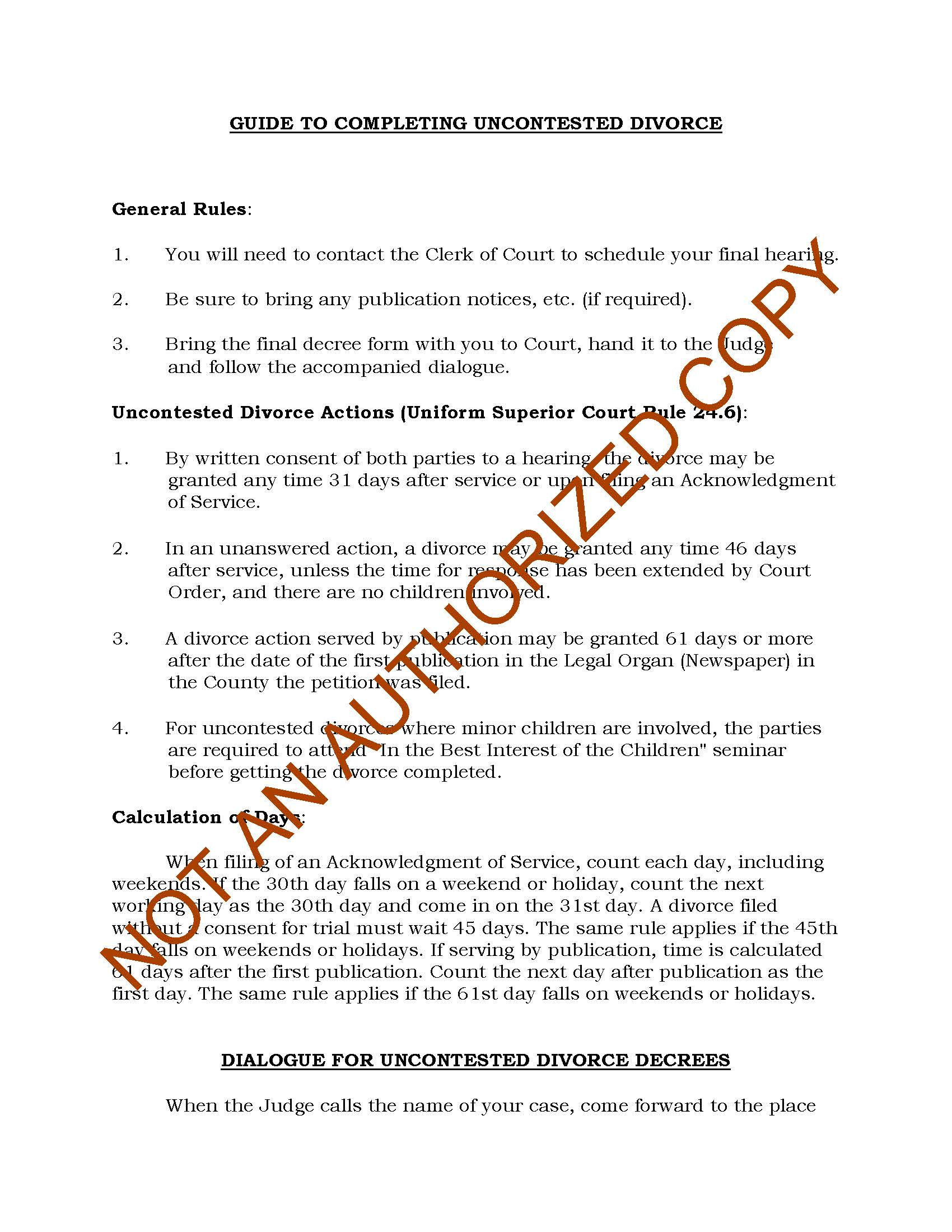 Divorce Guide for Uncontested Cases