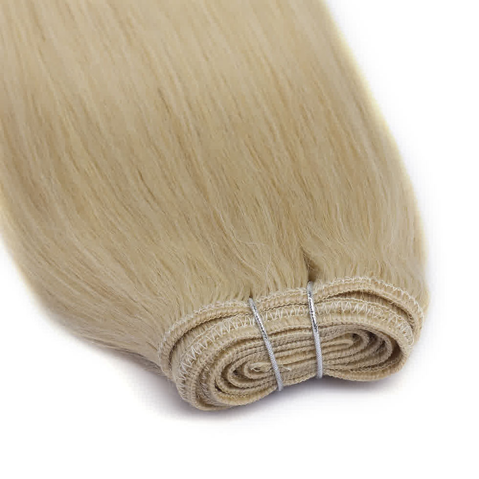Thumbnail: Human Hair #60 White Blonde Straight Bundles - IS10