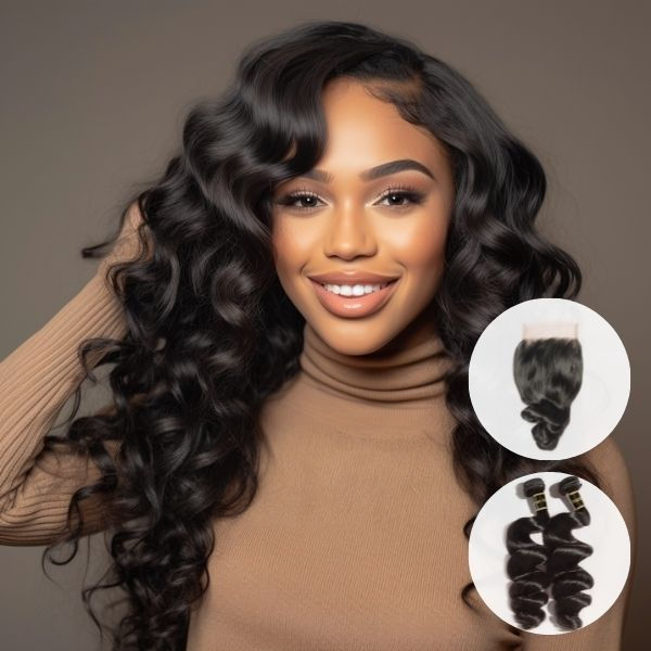 Thumbnail: Human Hair 4x4 Loose Wave Closure - IS