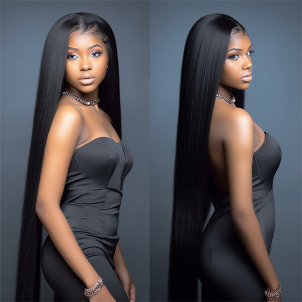 Thumbnail: Human Hair 13x4 Lace Front Straight 40 Inches Wig - AMH