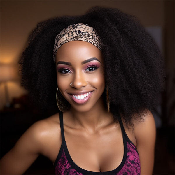 Thumbnail: Human Hair Headband Jerry Curly Wig - MH