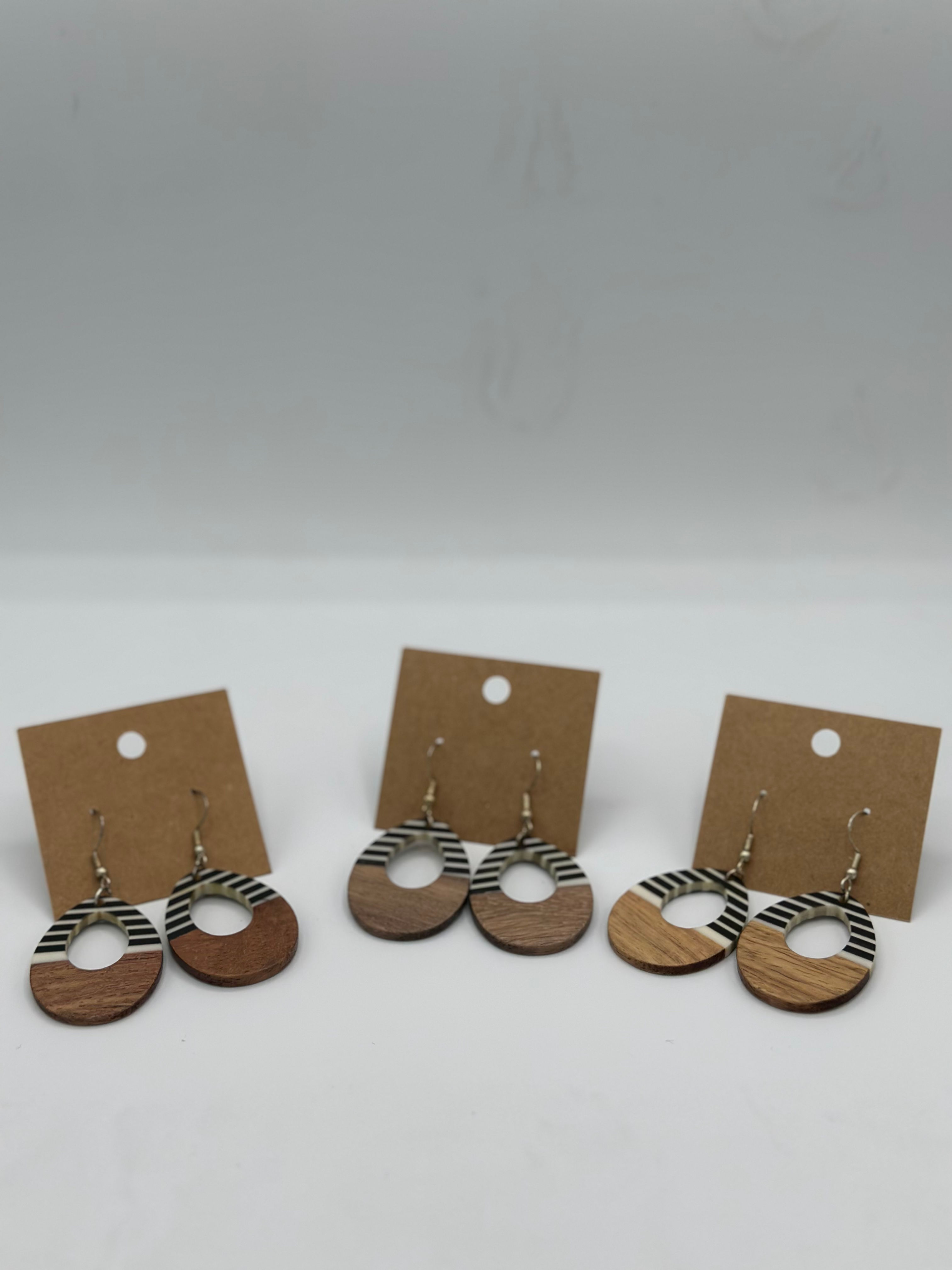 Rustic Stripe Teardrop Earrings