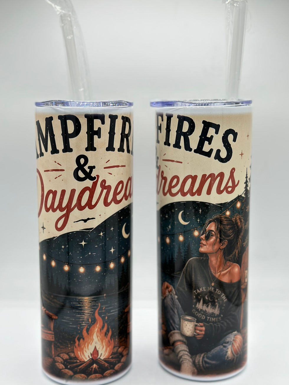 Thumbnail: Campfires & Daydreams – 20 oz Skinny Sublimation Tumbler
