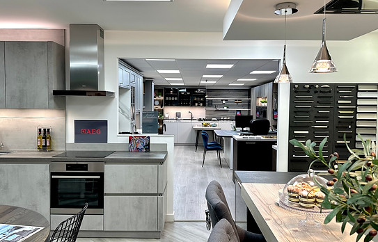 Kitchen displays in showroom in Stirling.