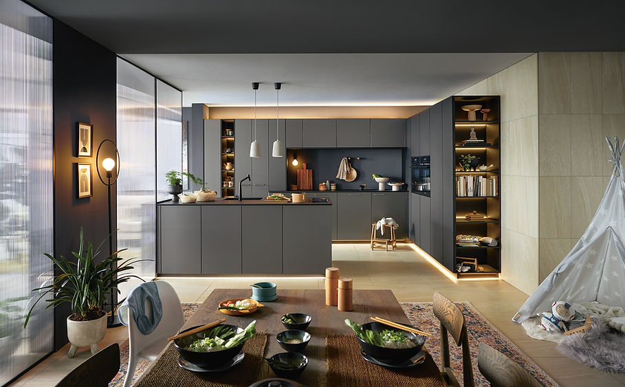 Schuller Smartglas matt grey kitchen