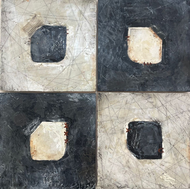 Untitled 60x60 encaustic and oil on wood
