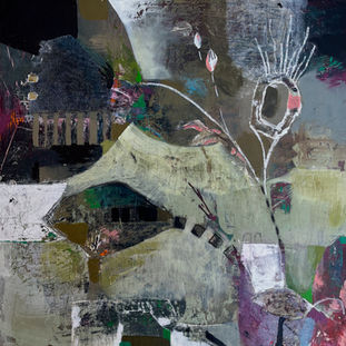 Olive Overture  40x40 cm acrylic on wood
