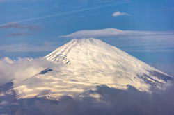 Mount Fuji covered in snow