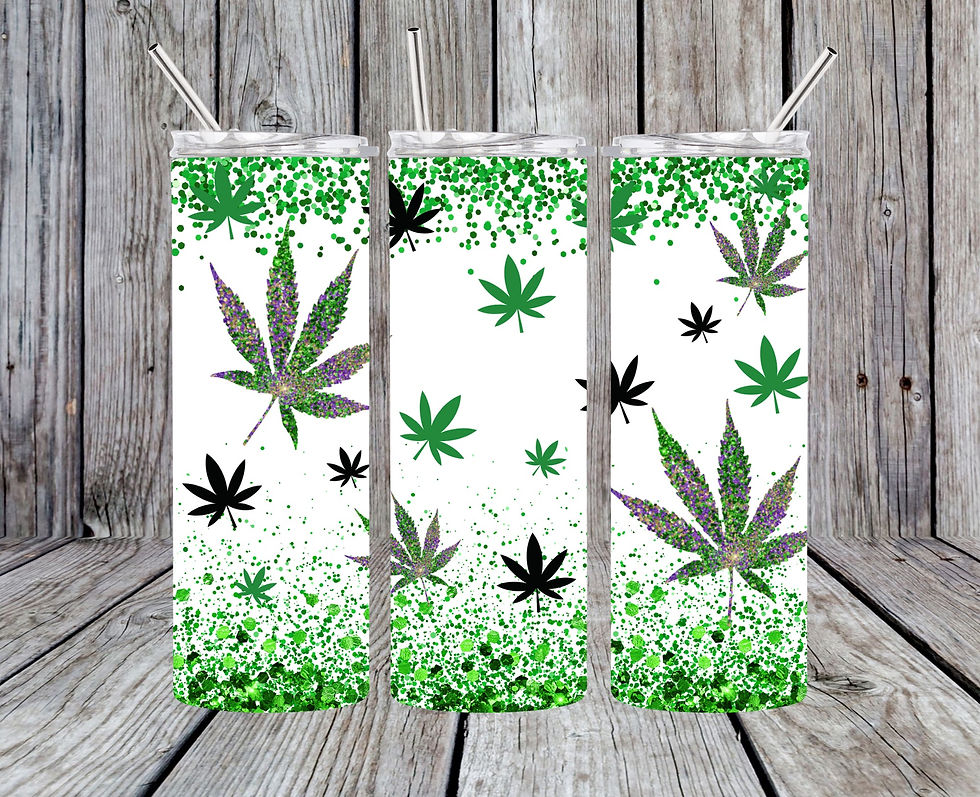 Green sparkle leaf 20oz tumbler