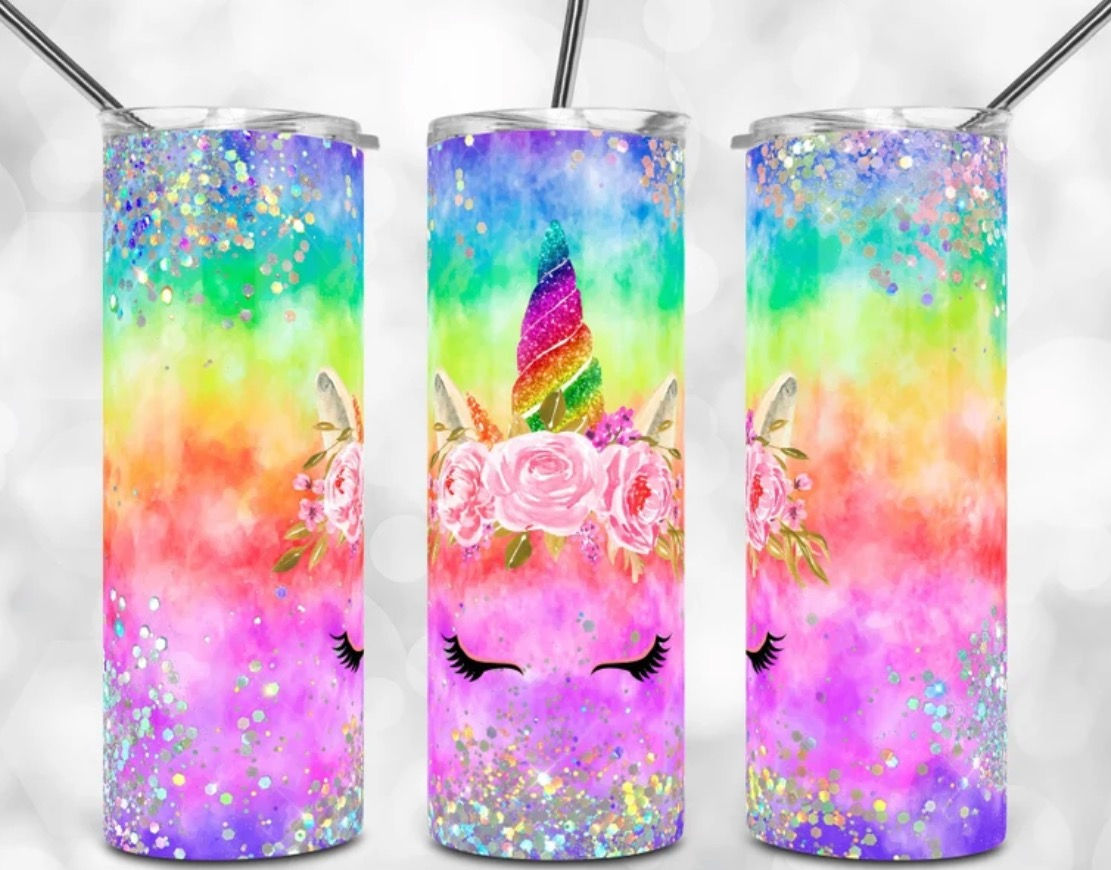 Rainbow unicorn 20oz tumbler