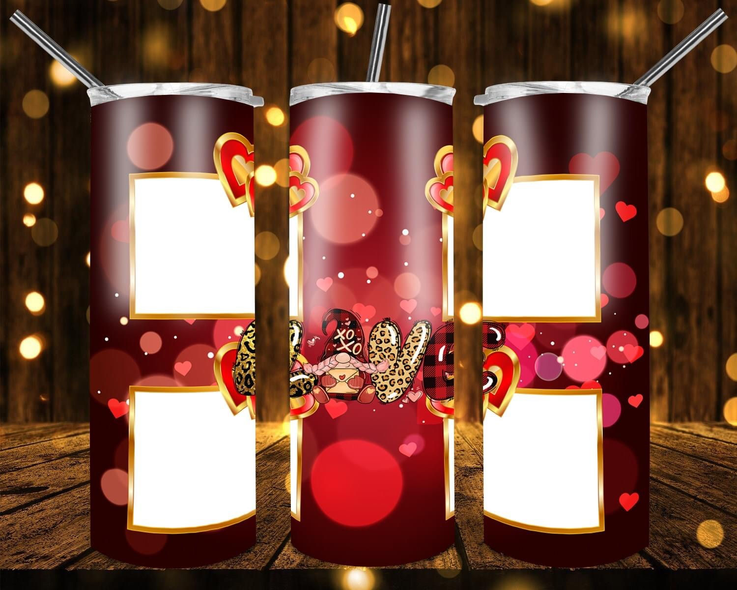Love picture tumbler red and gold 20 oz tumbler 