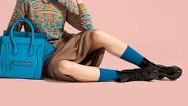 black shoes blue socks