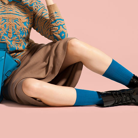 black shoes blue socks