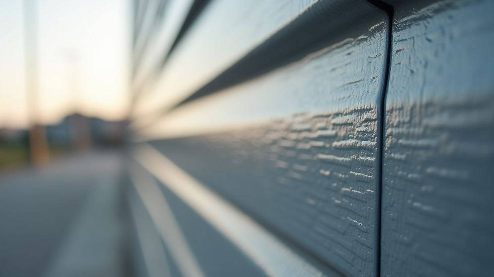 Close-up view of tightly sealed siding panels on a commercial building
