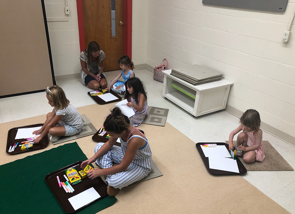Children doing crafts at a children's ministry in Brielle NJ