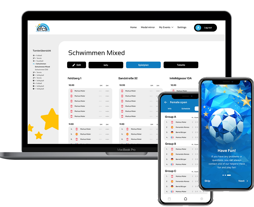 UI & UX of a Sportevent Software (Web and mobile Version)