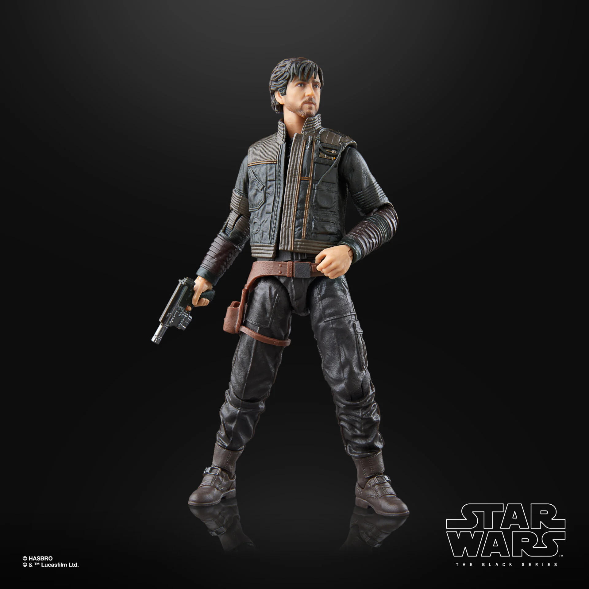The Black Series Andor Cassian Andor action figure captures the likeness of Diego Luna as the titular character from the Andor series, set in the Star Wars universe.