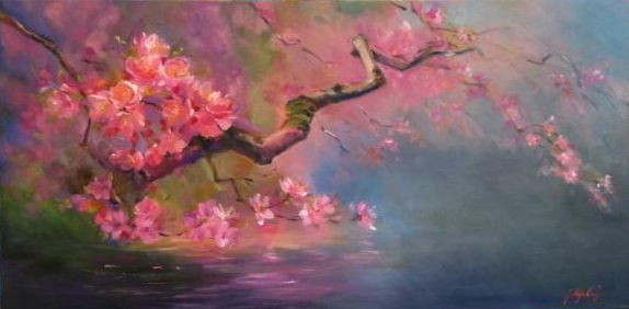 Exploring Cherry Blossom Branches In Oil