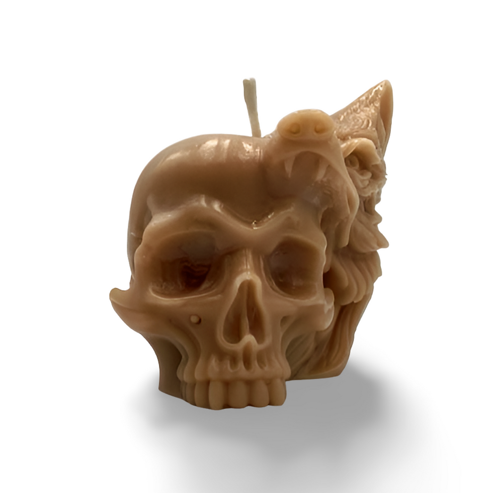 Thumbnail: Wolf and Skull Candle